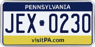 PA license plate JEX0230