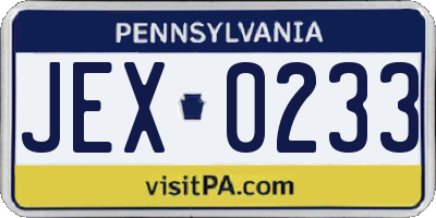 PA license plate JEX0233