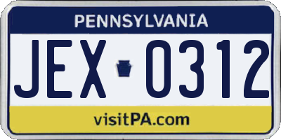 PA license plate JEX0312