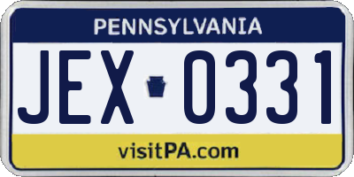 PA license plate JEX0331