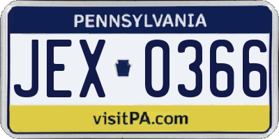 PA license plate JEX0366