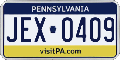 PA license plate JEX0409