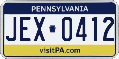PA license plate JEX0412