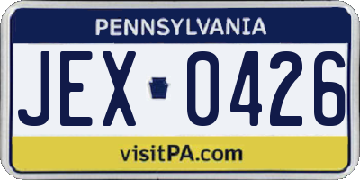 PA license plate JEX0426
