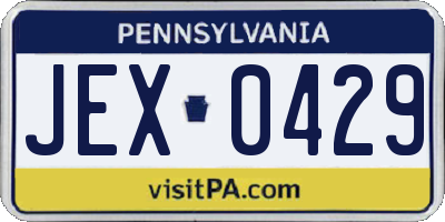 PA license plate JEX0429