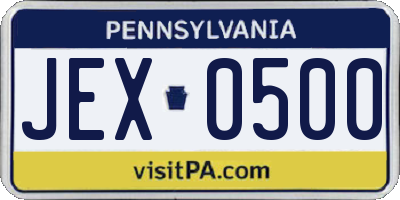 PA license plate JEX0500