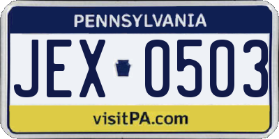 PA license plate JEX0503