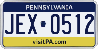 PA license plate JEX0512