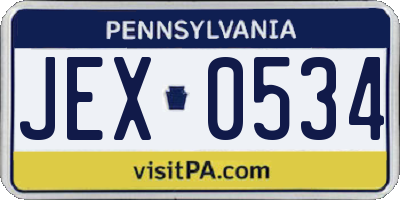 PA license plate JEX0534