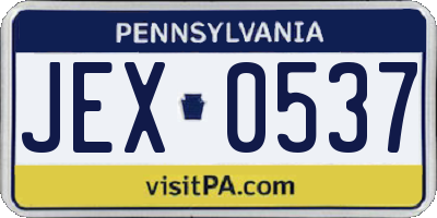 PA license plate JEX0537