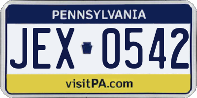 PA license plate JEX0542