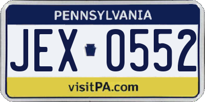PA license plate JEX0552