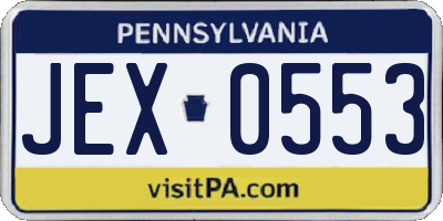 PA license plate JEX0553
