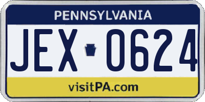 PA license plate JEX0624