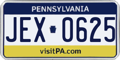 PA license plate JEX0625