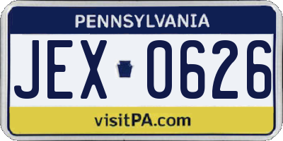 PA license plate JEX0626