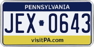 PA license plate JEX0643