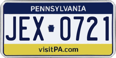 PA license plate JEX0721