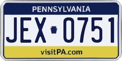 PA license plate JEX0751