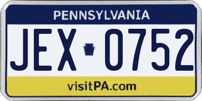 PA license plate JEX0752