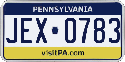 PA license plate JEX0783