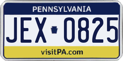 PA license plate JEX0825