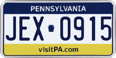 PA license plate JEX0915