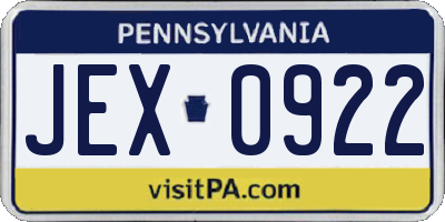 PA license plate JEX0922