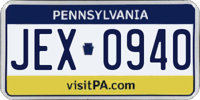 PA license plate JEX0940