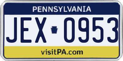 PA license plate JEX0953