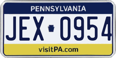 PA license plate JEX0954