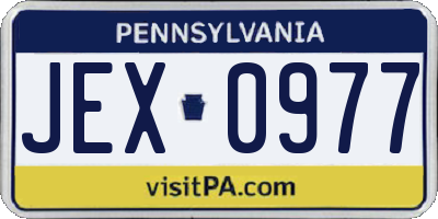 PA license plate JEX0977