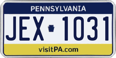 PA license plate JEX1031