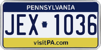 PA license plate JEX1036