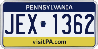 PA license plate JEX1362