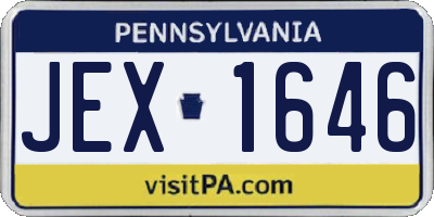 PA license plate JEX1646