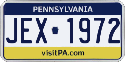 PA license plate JEX1972