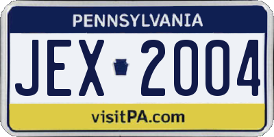 PA license plate JEX2004