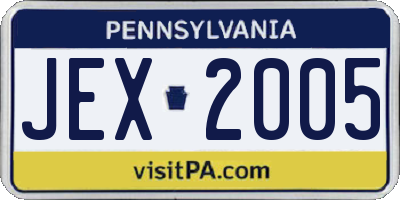 PA license plate JEX2005