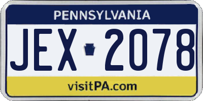 PA license plate JEX2078