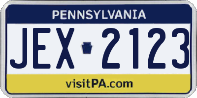 PA license plate JEX2123