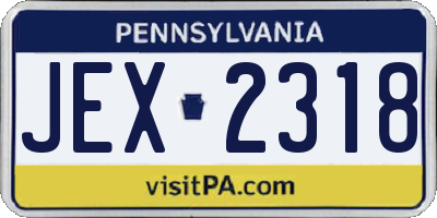 PA license plate JEX2318