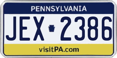PA license plate JEX2386