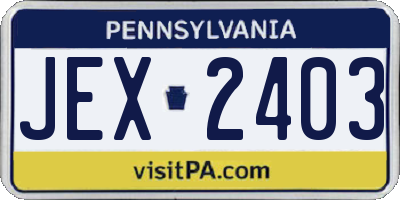 PA license plate JEX2403