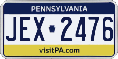 PA license plate JEX2476