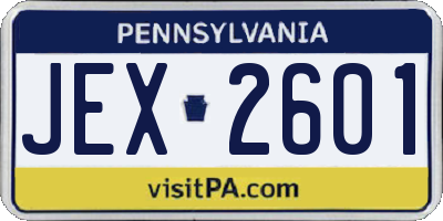 PA license plate JEX2601