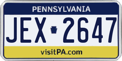 PA license plate JEX2647