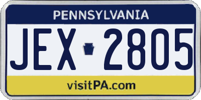PA license plate JEX2805