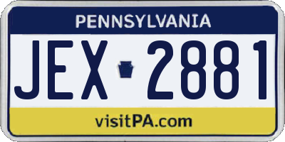 PA license plate JEX2881