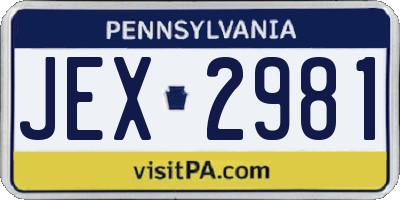 PA license plate JEX2981